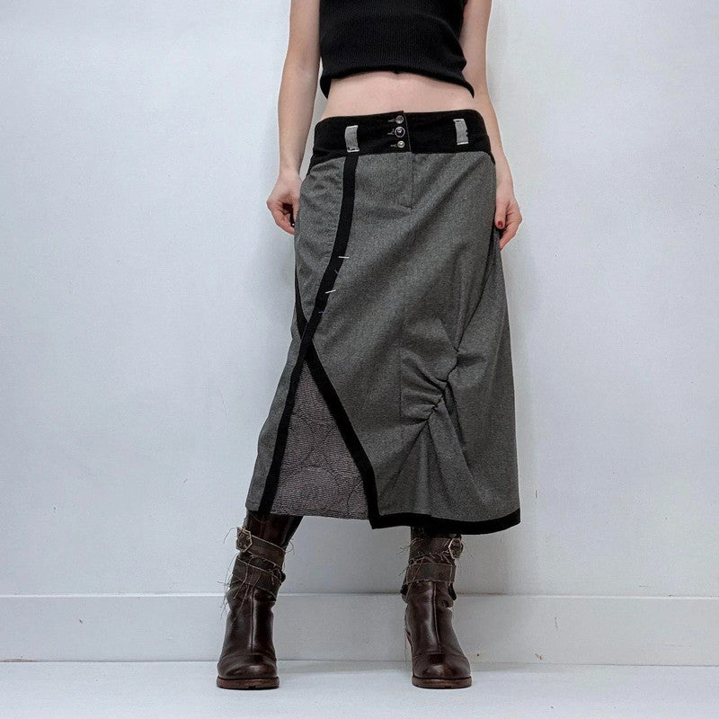 grey preppy asymmetric office skirt