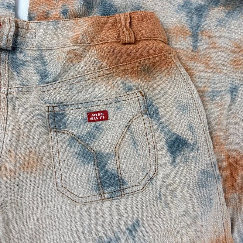 wide leg distressed dyed Linen trousers