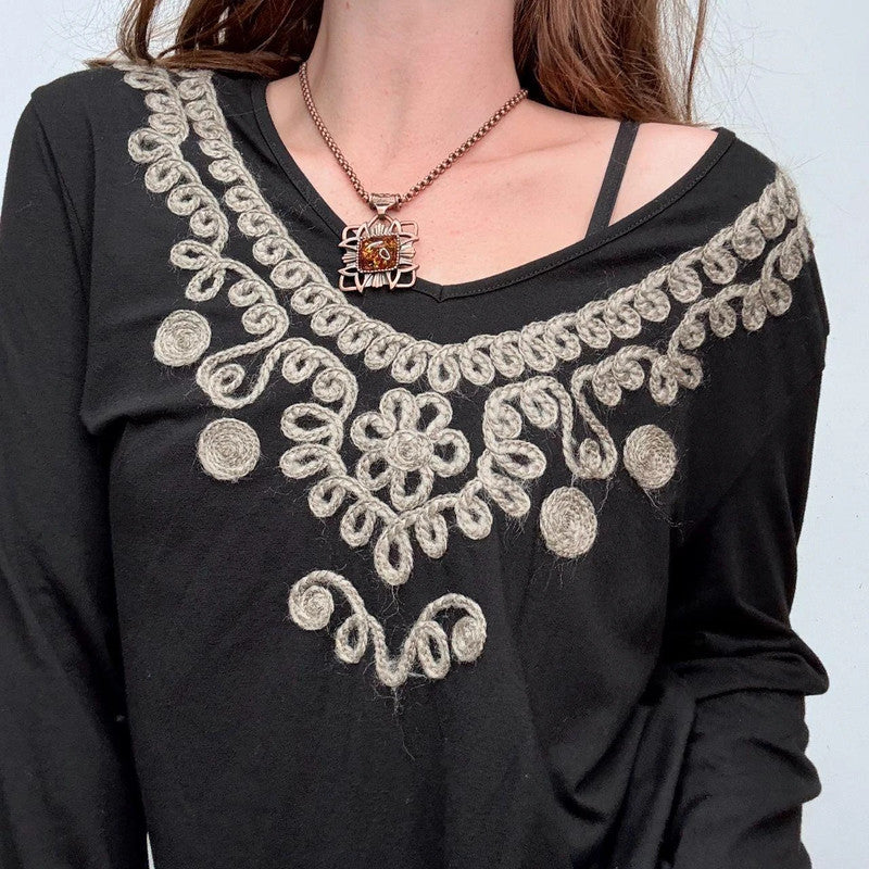 black mohair embroidered t-shirt