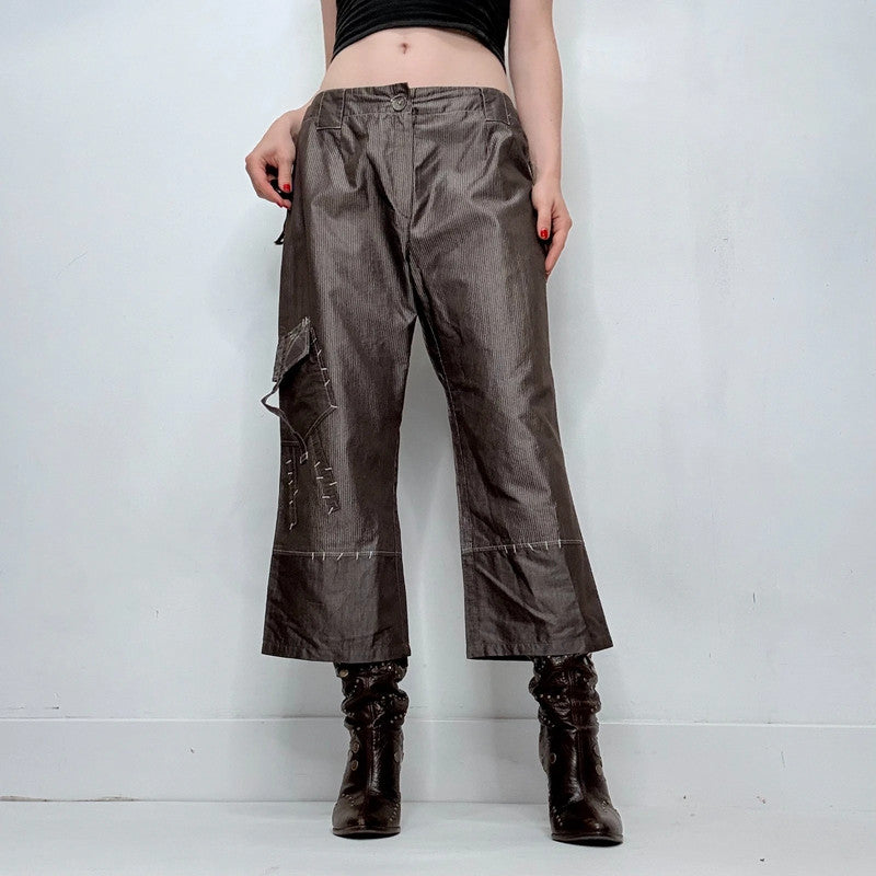 pinstripe brown low rise trousers