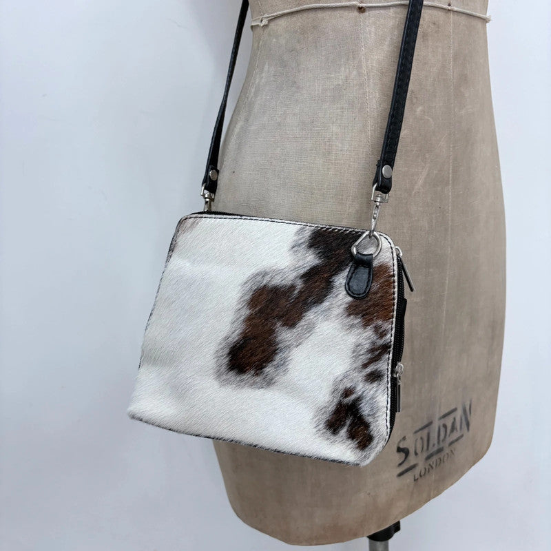 cowhide pony fur crossbody bag