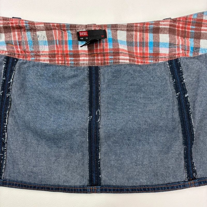 asymmetric denim Diesel mini skirt