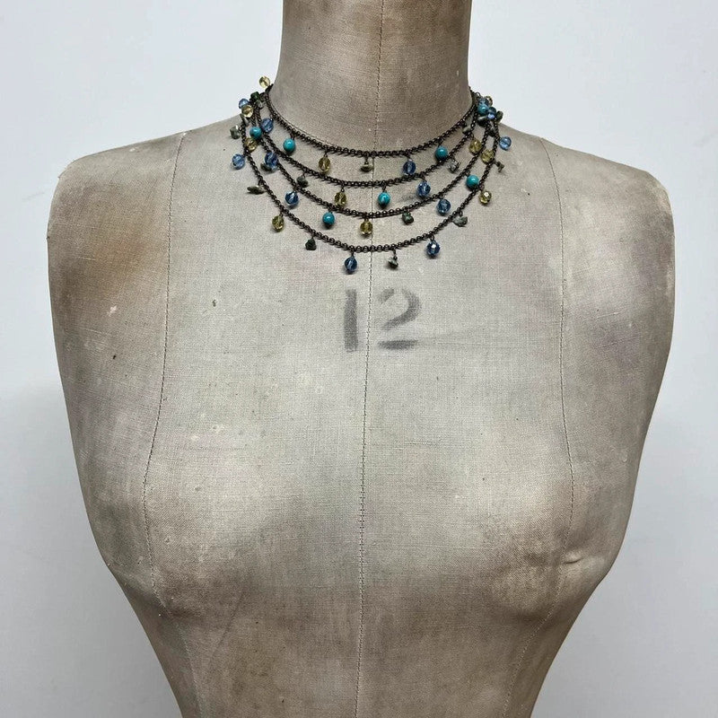 Layered gem chandelier necklace