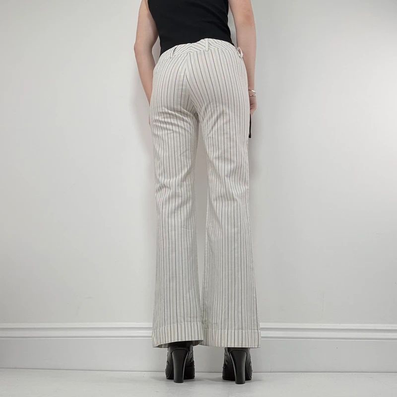 white pinstripe stright leg trousers