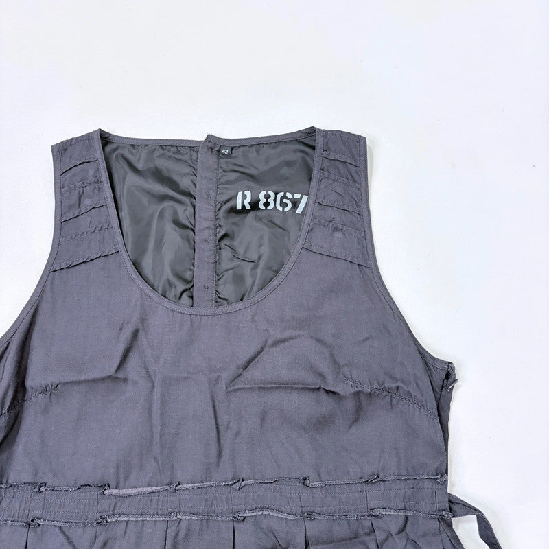 grunge ruffle flared puff midi dress