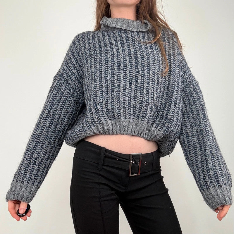 chunky knit cropped puff jumper