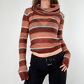 sheer striped brown mohair jumper