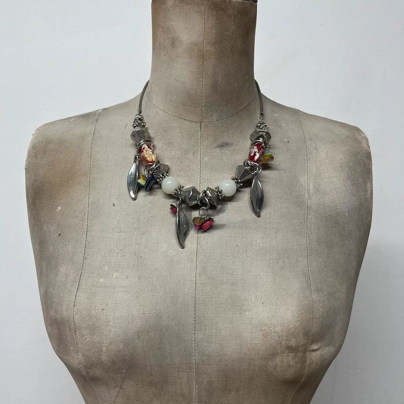 grunge silver charm necklace