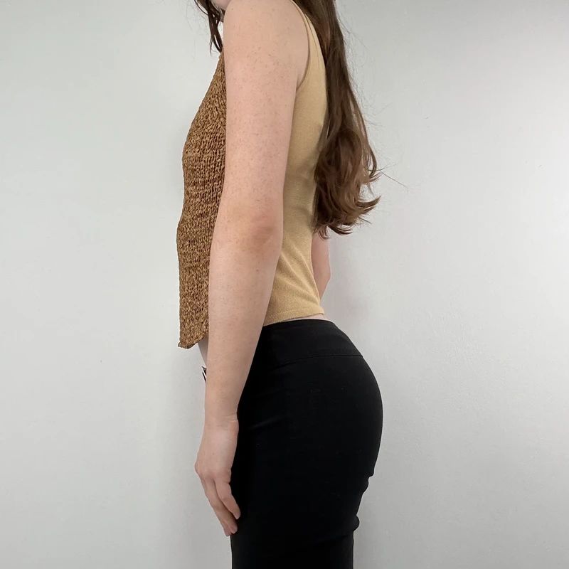 tan knitted slouchy vest top
