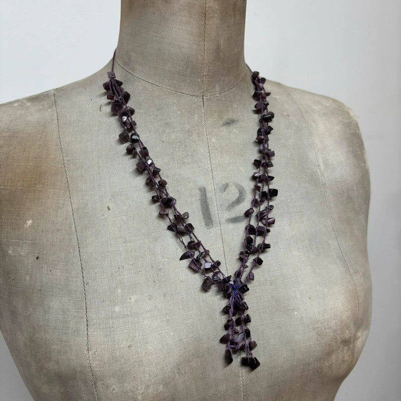 Boho drape gemstone necklace