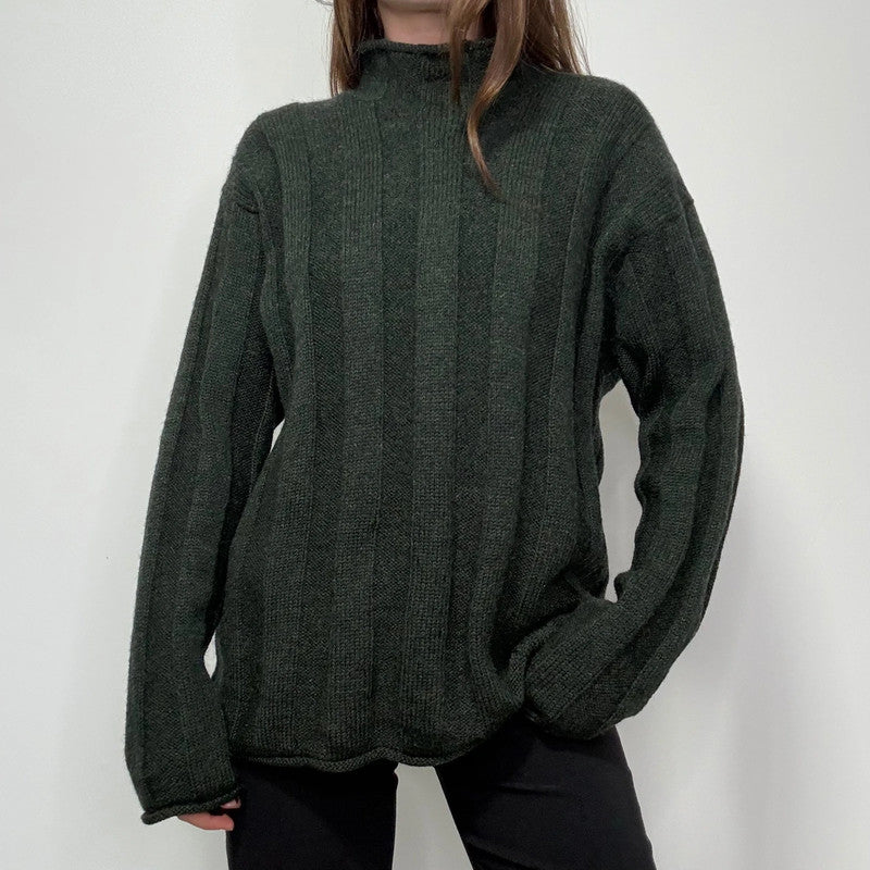 green J crew fisherman jumper