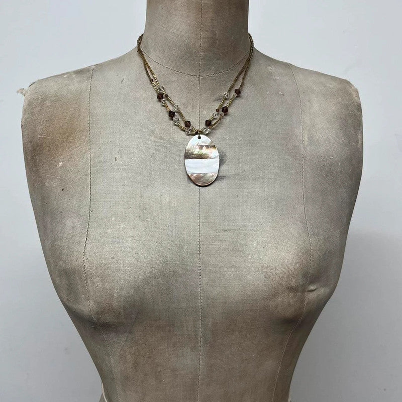 Layered beaded shell necklace