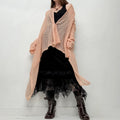 sheer pink mohair long knit cardi