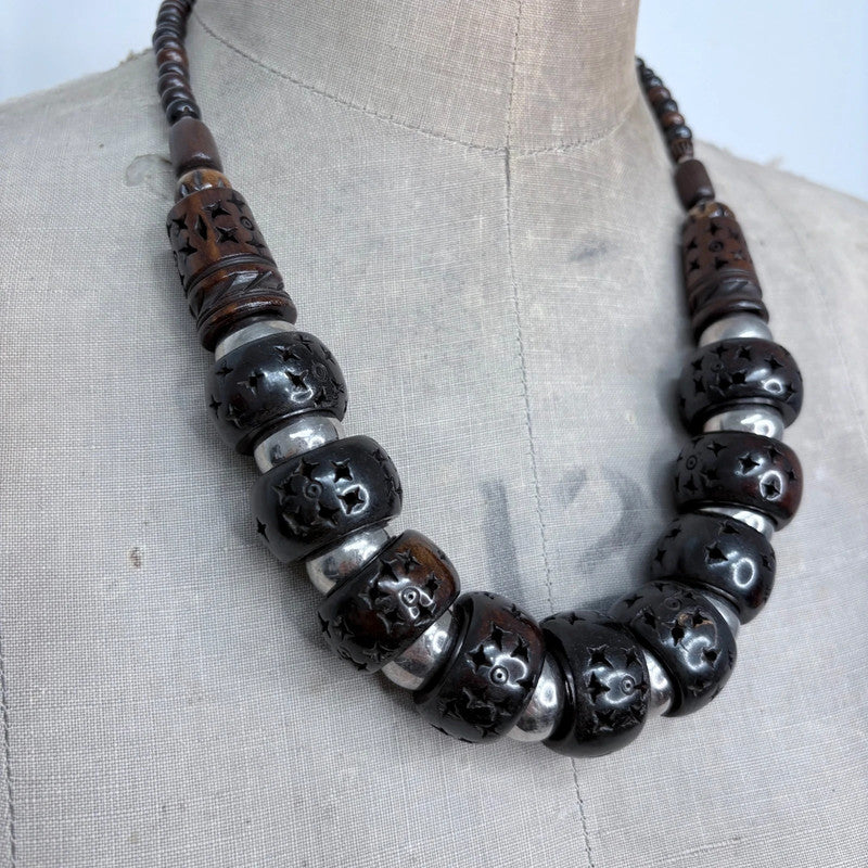 oversized chunky carved necklace
