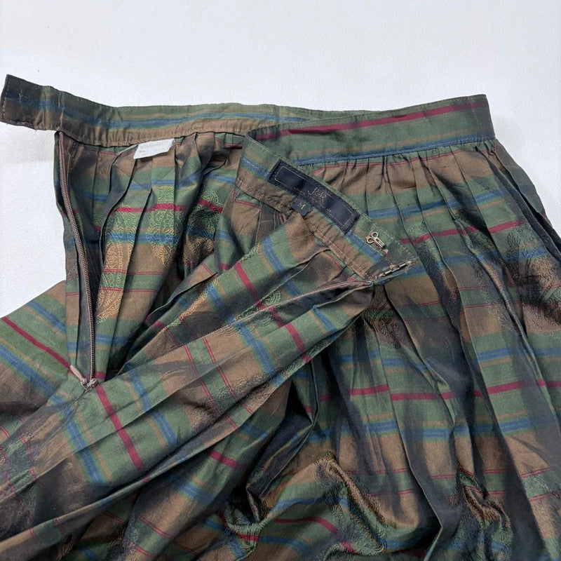 puff structured pleated pinstripe skirt