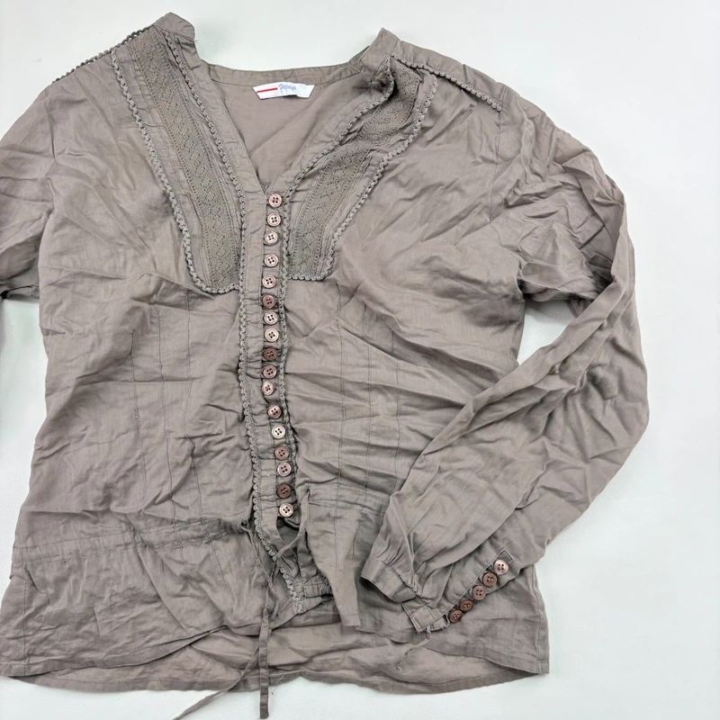 Brown Lace cotton Button Shirt