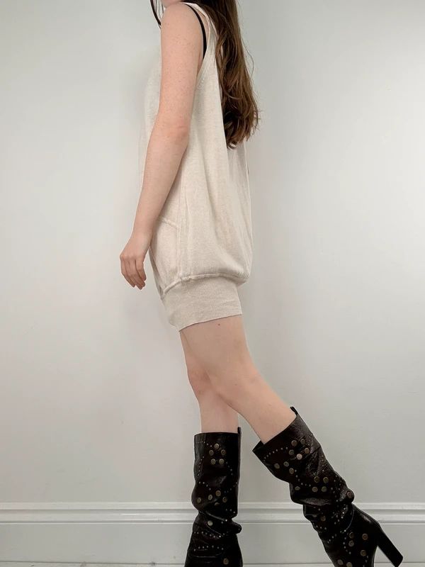 slouchy cream knit mini dress