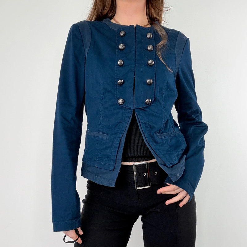 Blue napoleonic button military jacket