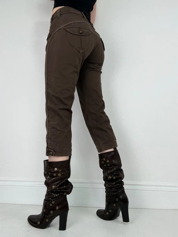 napoleonic brown cropped capri pants