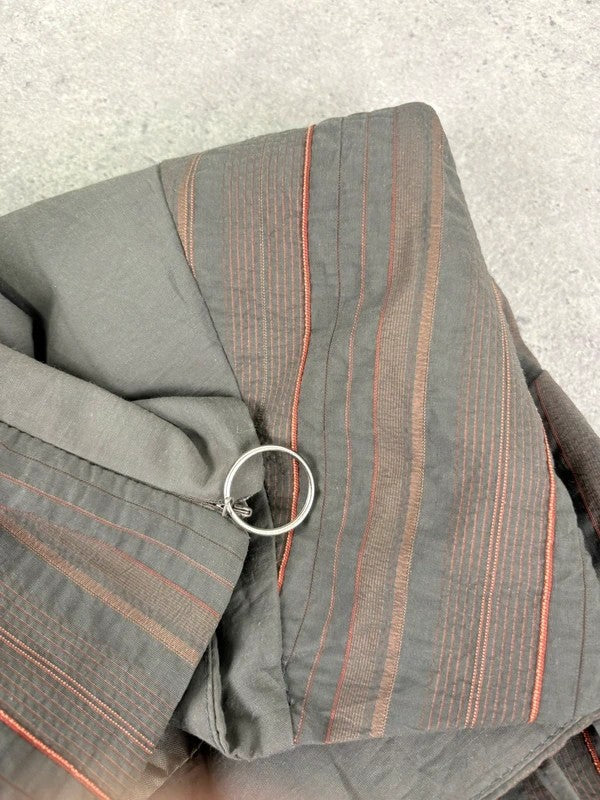 Khaki layered pinstripe maxi skirt
