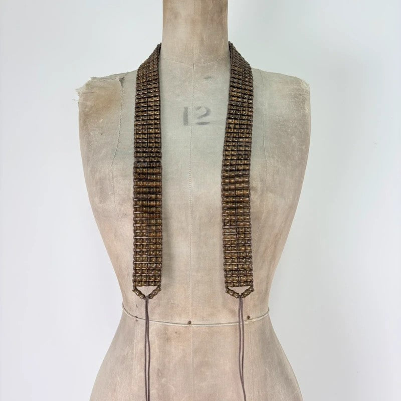 Brown beaded tie up belt