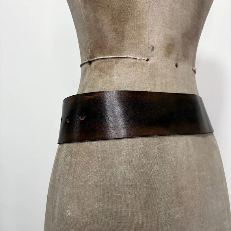 brown leather double link belt