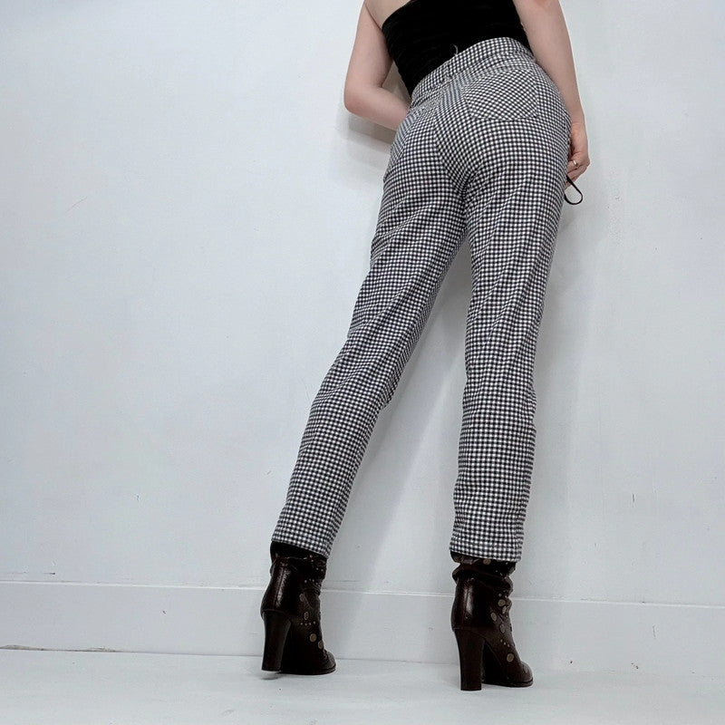 Navy gingham cropped trousers