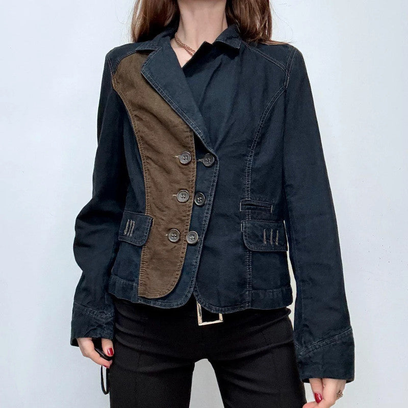 asymmetric flared grunge linen jacket