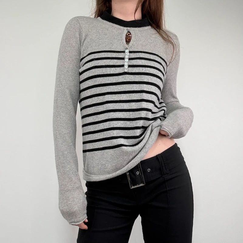 grey striped cashmere jumper