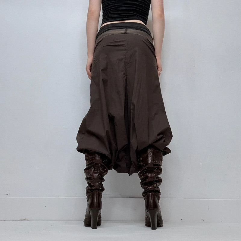Cop Copine brown pleated drop waist fold waist trousers