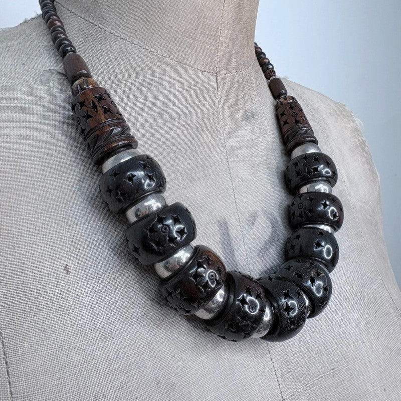oversized chunky carved necklace