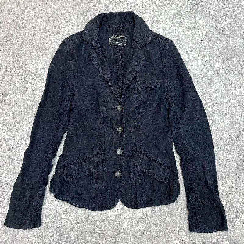 distressed black allsaints linen blazer jacket