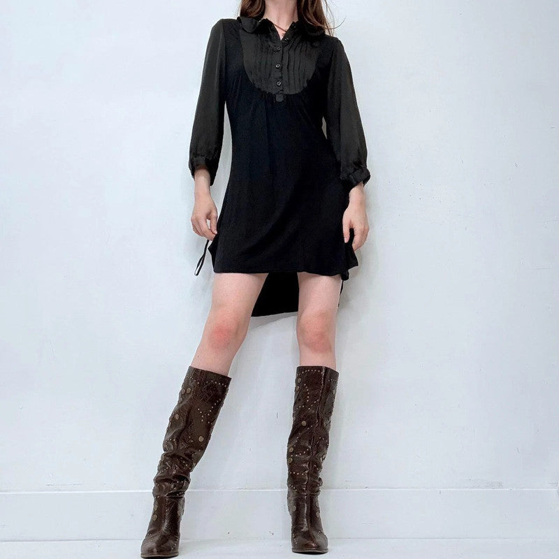 preppy black coquette shirt mini dress