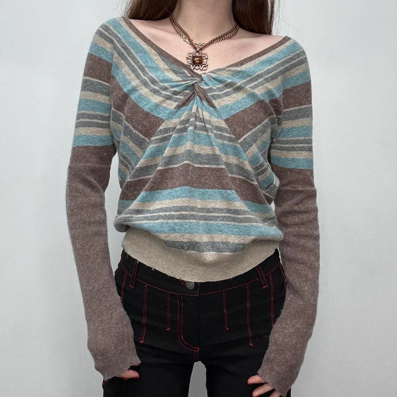 slouchy striped wool jumper