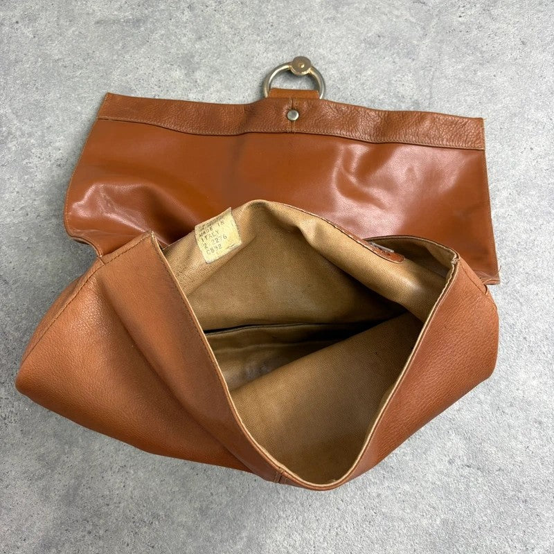 tan lather piercing punky silver hardware clutch bag