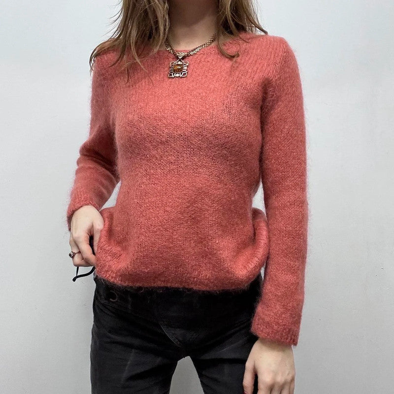 sheer pink mohair knit slouchy jumper