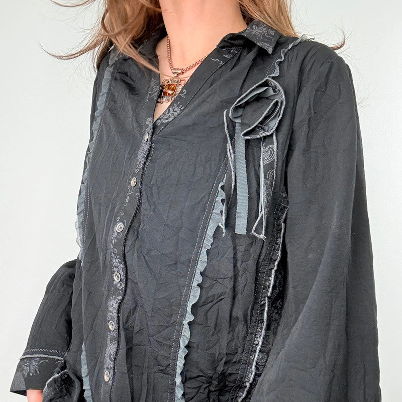 black lace boxy grunge shirt