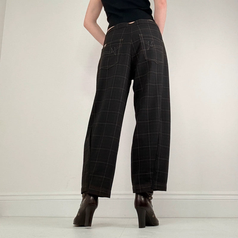 Cop Copine tartan asymmetric barrel trousers