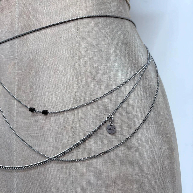 draped silver cop copine waist chain belt