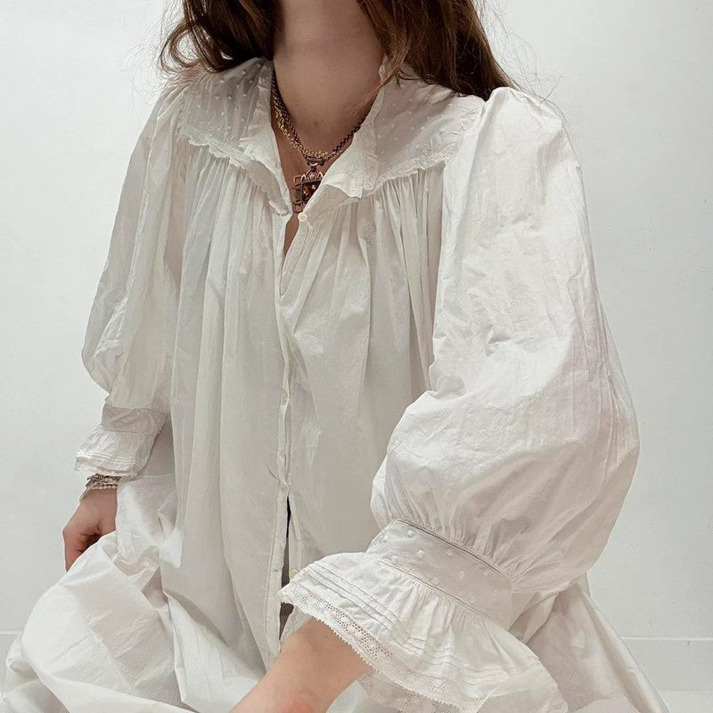 white lace embroidered nightie dress