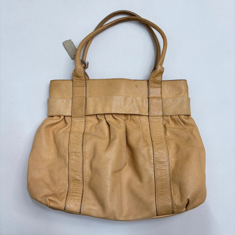tan leather slouchy bow shoulder bag
