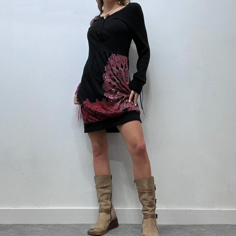 black desigual graphic y2k dress