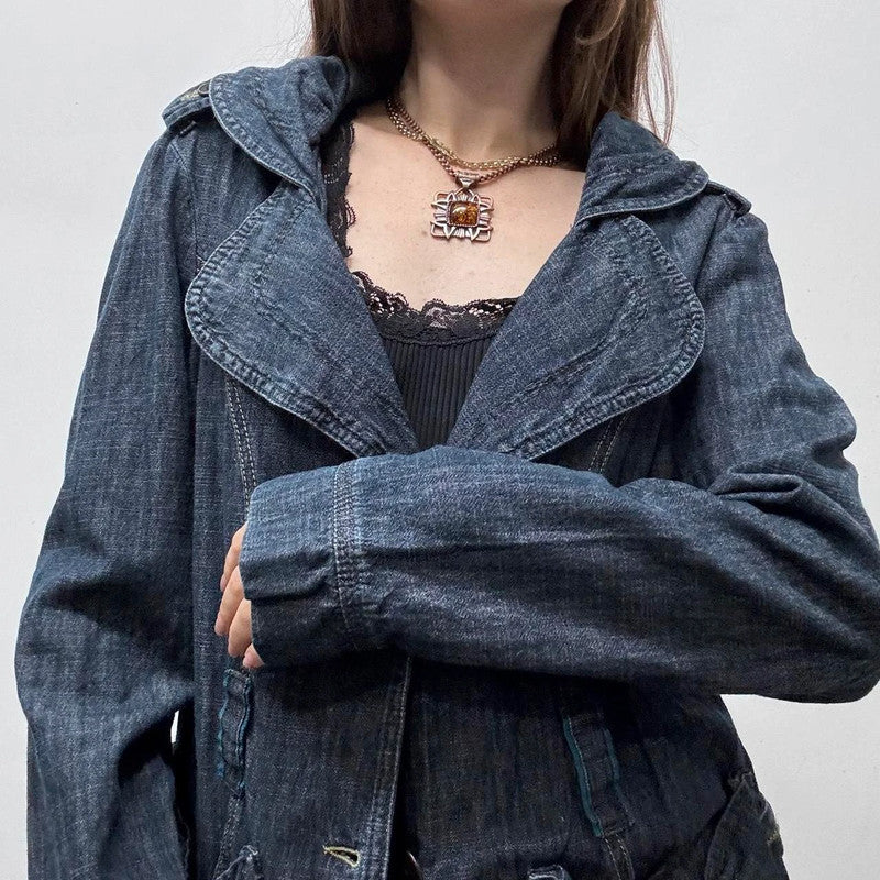 slouchy cargo denim blazer jacket
