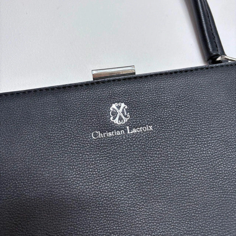 black leather structured bag