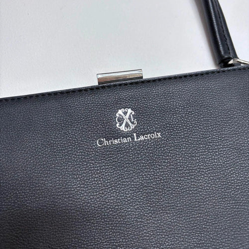black leather structured bag
