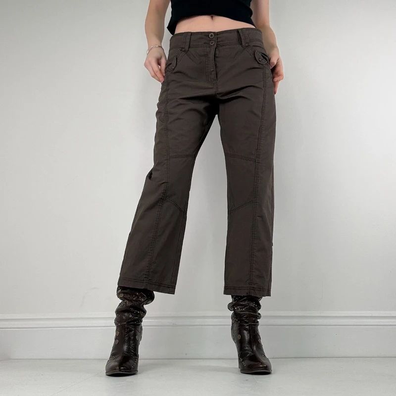Brown utility cargo trousers