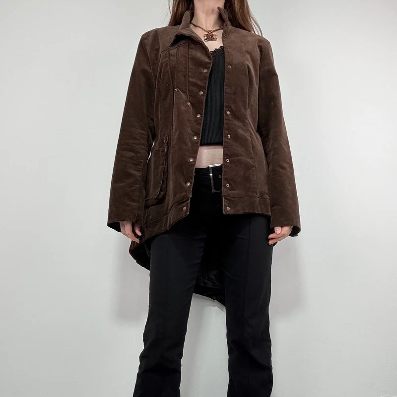 asymmetric brown cord Napoleon jacket