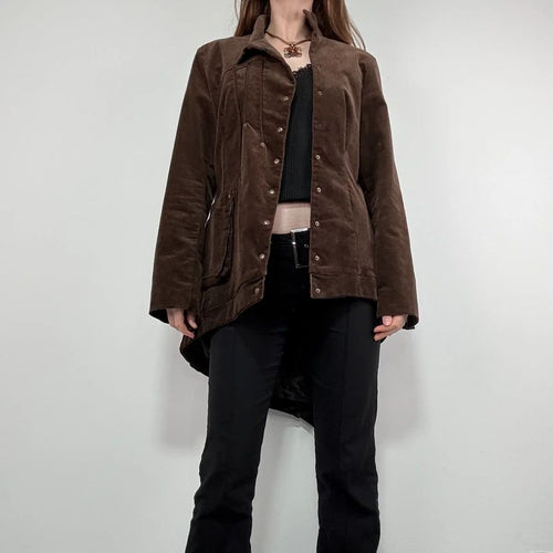 asymmetric brown cord Napoleon jacket