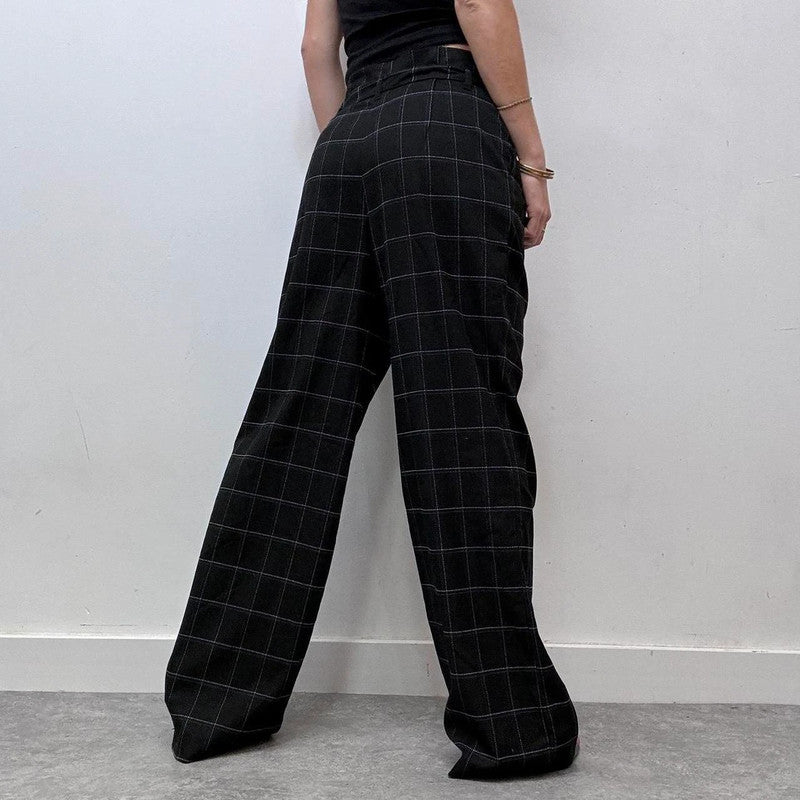 wide leg oversized checked suit trousers