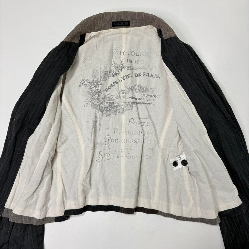 pinstripe crinkle patchwork fitted jacket